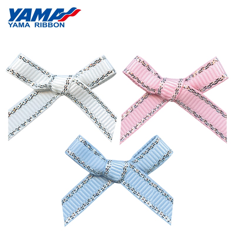 YAMA Hand-Tied Ribbon Bow With Silver Metallic Edge GG 8C04QQ
